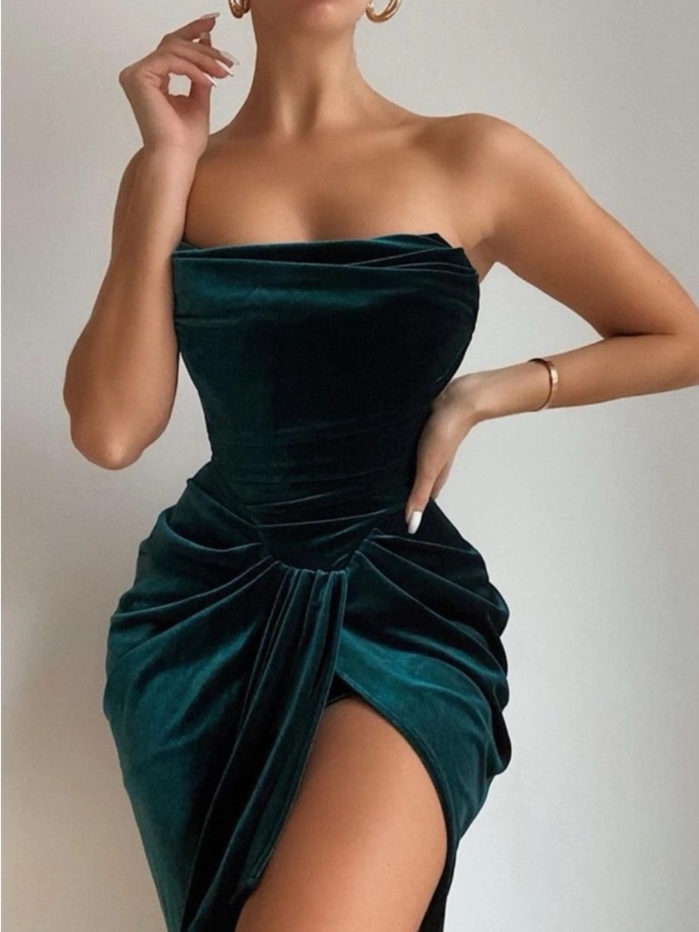 HOUSE OF CB 'Lysette' Emerald Green Strapless Corset Dress NWOT